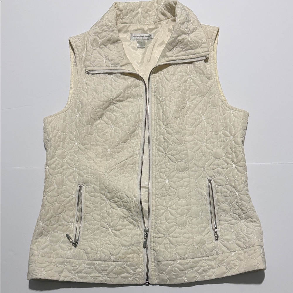 Christopher & Banks Cream Quilted Vest